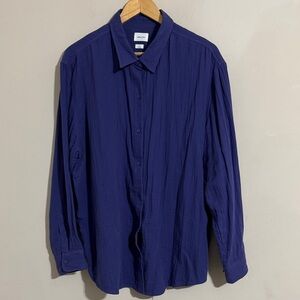 Wilfred Free Dark Purple Button-Down Cotton Shirt
